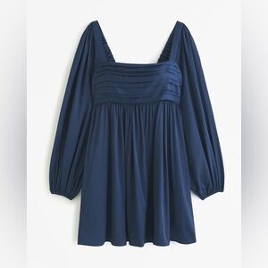 NWT Emerson Satin Long-sleeve Mini Dress in navy